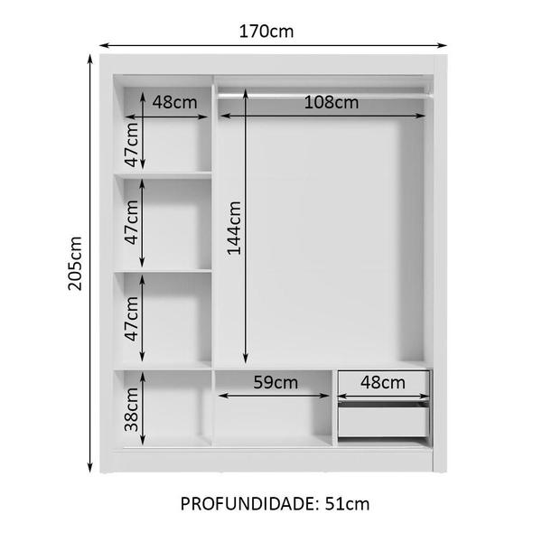 Imagem de Guarda Roupa Casal Madesa Lyon 3 Portas de Correr com Espelho 2 Gavetas