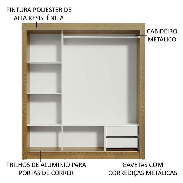 Imagem de Guarda-Roupa Casal Madesa Lyon 3 Portas de Correr com Espelhos 2 Gavetas