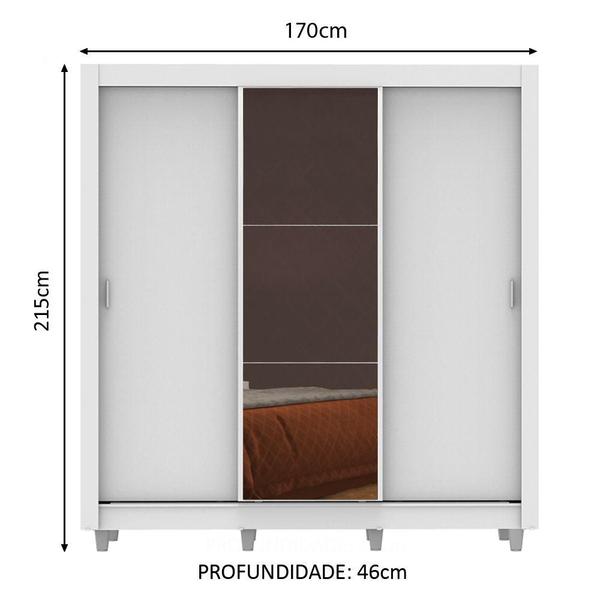 Imagem de Guarda Roupa Casal Madesa Lyon Plus 3 Portas de Correr com Espelho 4 Gavetas com Pés