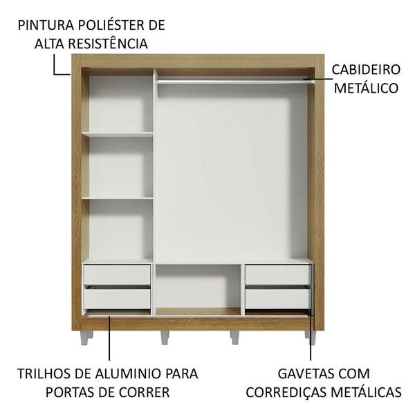 Imagem de Guarda Roupa Casal Madesa Lyon Plus 3 Portas de Correr de Espelho 4 Gavetas com Pés