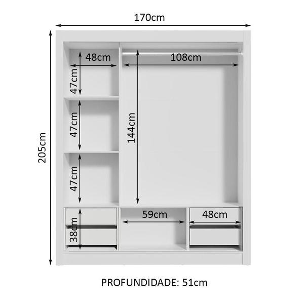 Imagem de Guarda Roupa Casal Madesa Lyon Plus 3 Portas de Correr de Espelho