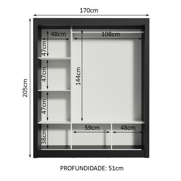 Imagem de Guarda Roupa Casal Madesa Mônaco 3 Portas de Correr com Espelho