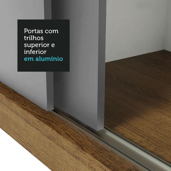 Imagem de Guarda-Roupa Casal Madesa Mônaco 3 Portas de Correr com Espelhos - Rustic/Cinza