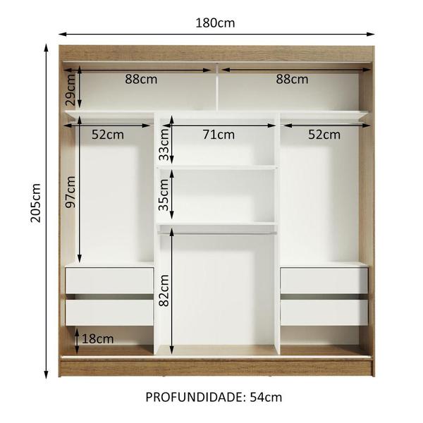 Imagem de Guarda-Roupa Casal Madesa Reno 3 Portas de Correr com Espelho - Rustic/Cinza