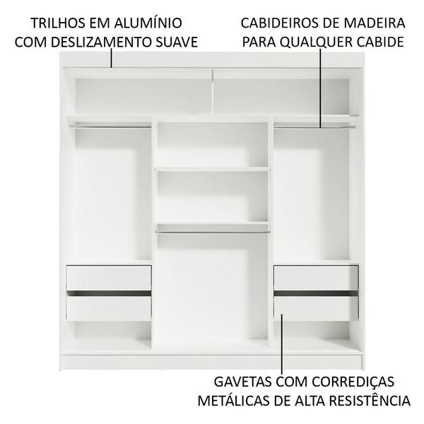 Imagem de Guarda-Roupa Casal Madesa Reno 3 Portas de Correr com Espelho