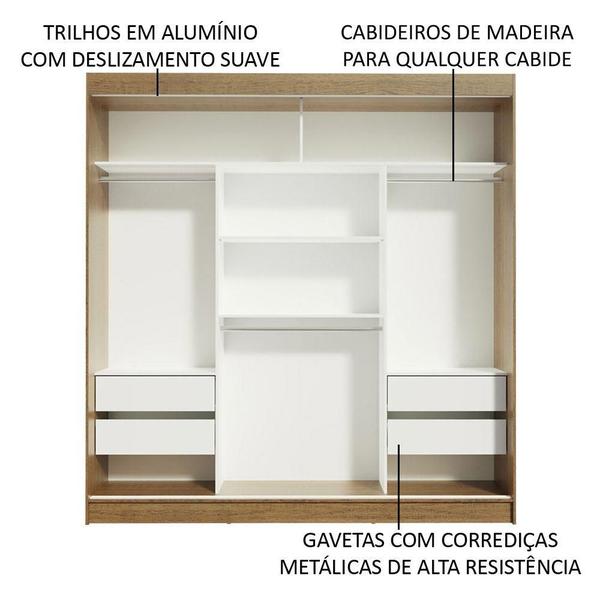 Imagem de Guarda-Roupa Casal Madesa Reno 3 Portas de Correr com Espelhos