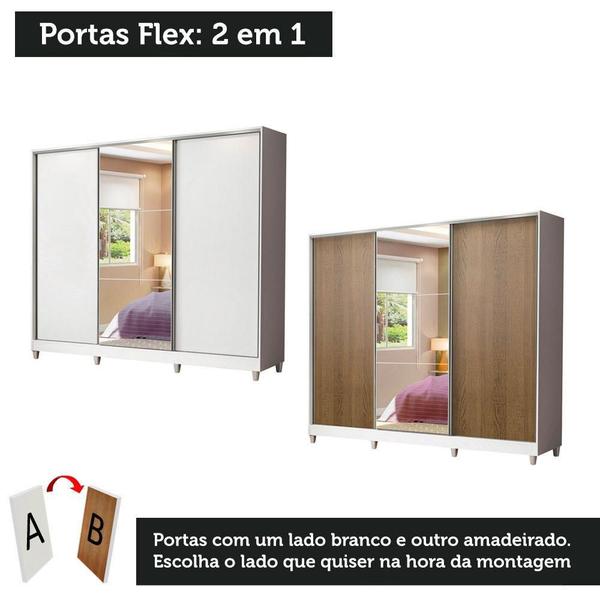 Imagem de Guarda Roupa Casal Madesa Royale 100% MDF 3 Portas de Correr com Espelho com Pés