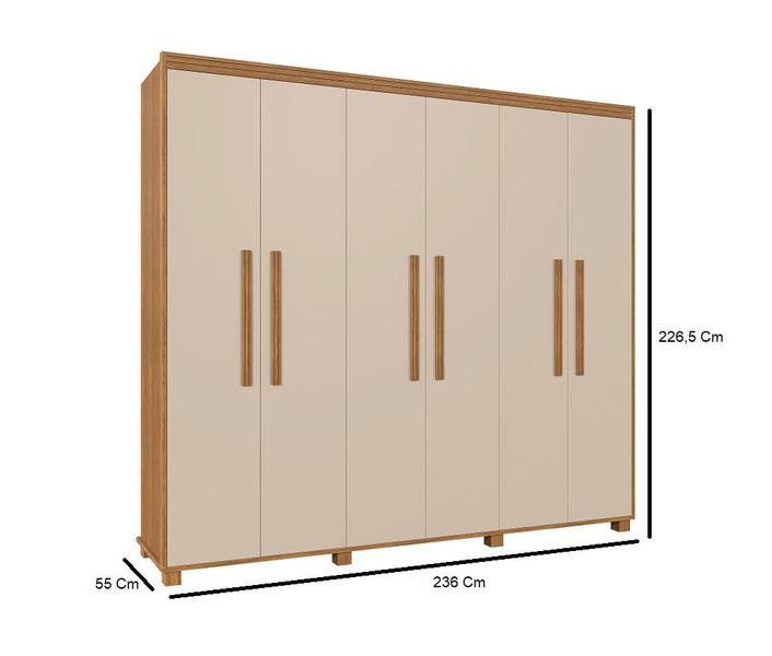 Imagem de Guarda Roupa Casal  Madri 100% MDF Pés Madeira Camas Fênix