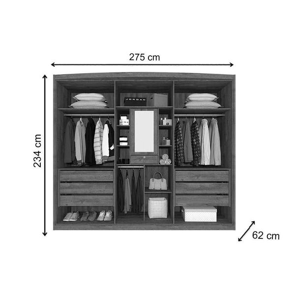 Imagem de Guarda Roupa Casal Madrid 6 Portas e 6 Gavetas c/ Espelho Interno Cinamomo/Off White - Tcil Móveis