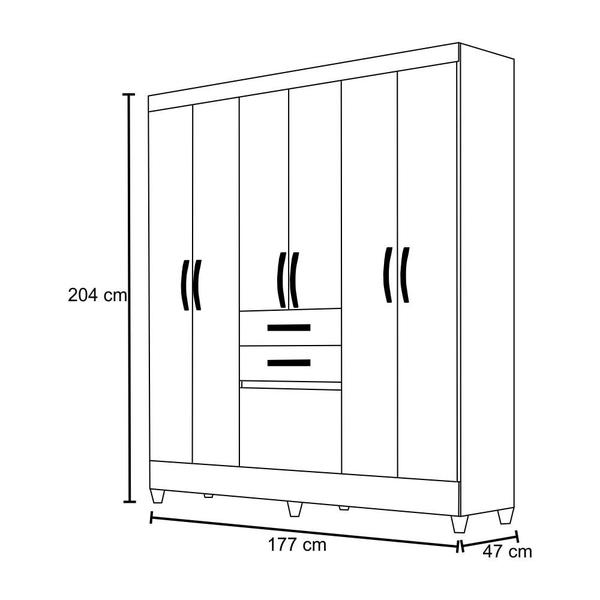 Imagem de Guarda Roupa Casal Mafra 6 Portas Castanho Wood/Baunilha - Moval