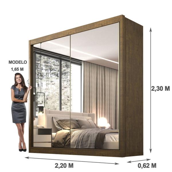 Imagem de Guarda Roupa Casal MDF 2 Portas com Espelho 6 Gavetas California