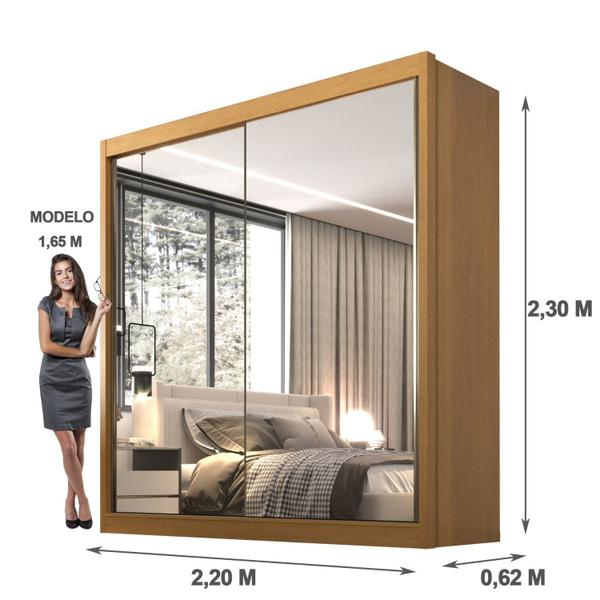 Imagem de Guarda Roupa Casal MDF 2 Portas com Espelho 6 Gavetas California