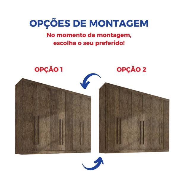 Imagem de Guarda-roupa Casal MDF Ripado 6 Portas 6 Gavetas Paris Plus D Doro