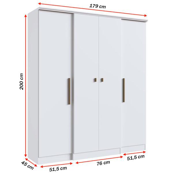 Imagem de Guarda-Roupa Casal Miami 4 Portas 2 Gavetas Branco - Doripel Móveis