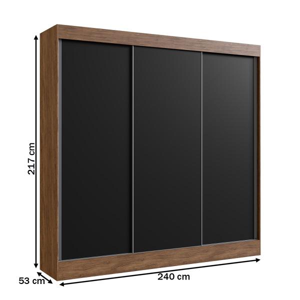 Imagem de Guarda-Roupa Casal Michigan 3 Portas 4 Gavetas 100% Mdf Castanho/Preto - Doripel