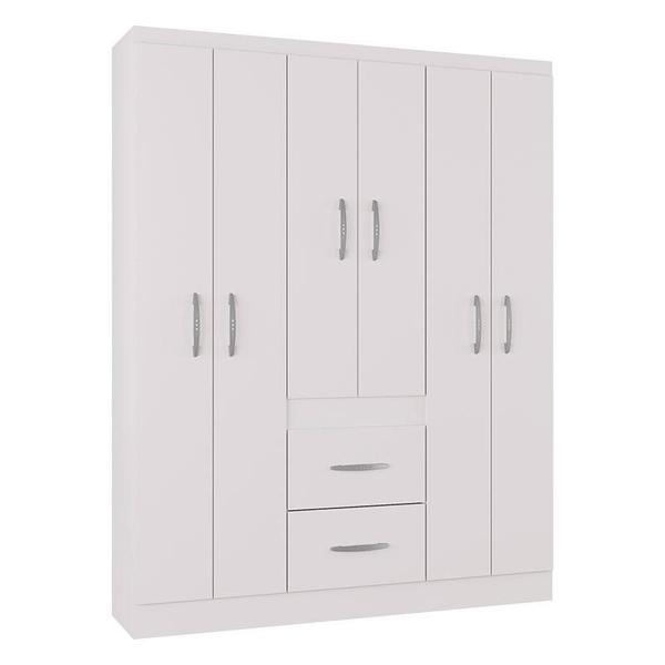 Imagem de Guarda Roupa Casal Milão 6 Portas Branco Brilho  Poquema