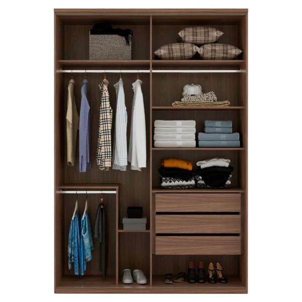 Imagem de Guarda Roupa Casal Modulado 100% MDF 2 Portas de correr 1 Espelho e 3 Gavetas de 1,60m Cappuccino - Evolution - Robel Móveis