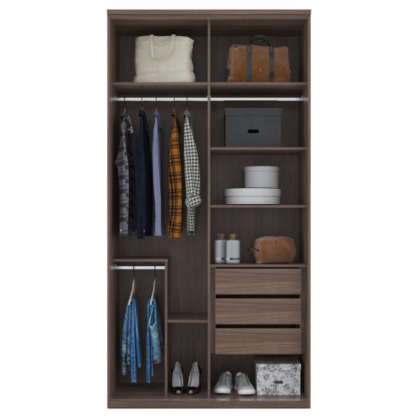 Imagem de Guarda Roupa Casal Modulado 100% MDF 2 Portas de Correr 3 gavetas Cabideiro e Prateleiras 1,20 cm Cores - Evolution - Robel Móveis