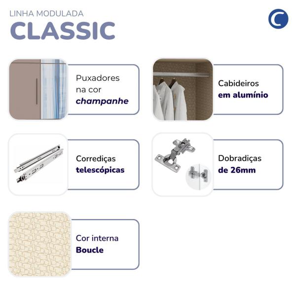 Imagem de Guarda Roupa Casal Modulado 2 Peças com Espelho Classic