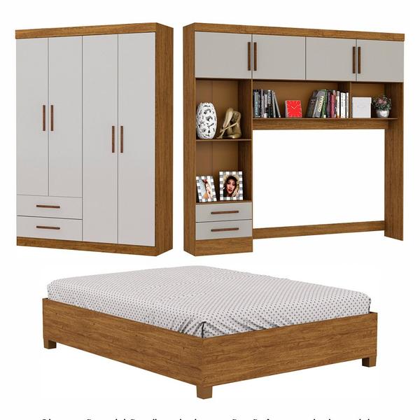 Imagem de Guarda-Roupa Casal Modulado 4 Portas Hercules 4 Portas 4 Gavetas com Cama Carioca Moveis