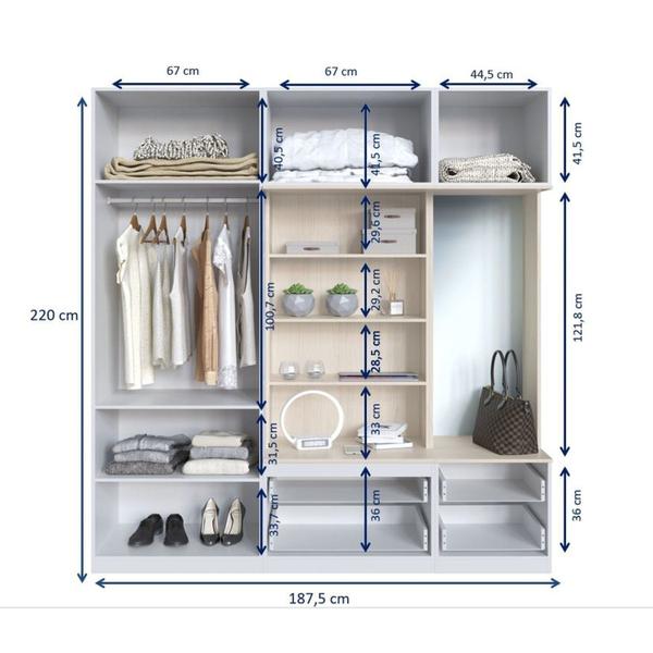 Imagem de Guarda Roupa Casal Modulado 5 Portas com Espelho e Organizador Be Mobiliário