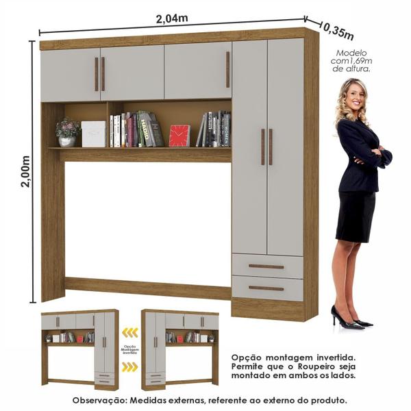 Imagem de Guarda-roupa Casal Modulado 5 Portas Santiago 3 Portas 5 Gavetas Cinamomo/Off White