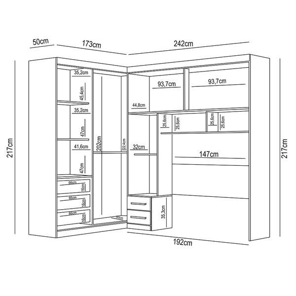 Imagem de Guarda Roupa Casal Modulado Completo Lorena M07 Branco - Mpozenato