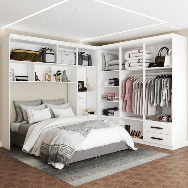 Imagem de Guarda-Roupa Casal Modulado Diamantina 10 Portas 6 Gavetas Branco - Panorama Móveis