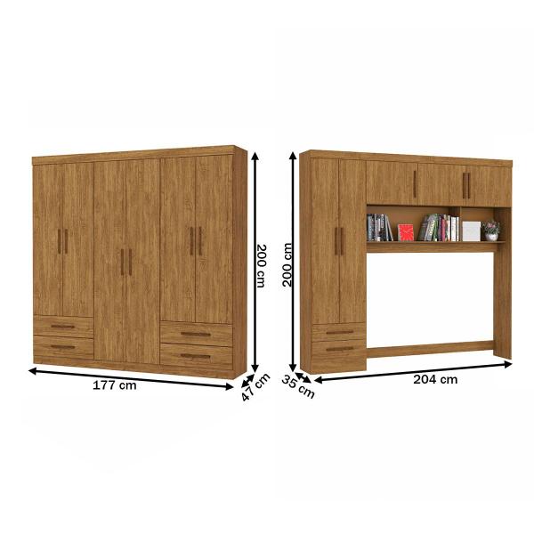 Imagem de Guarda-Roupa Casal Modulado Hércules 11 Portas 6 Gavetas Cinamomo - Carioca Móveis