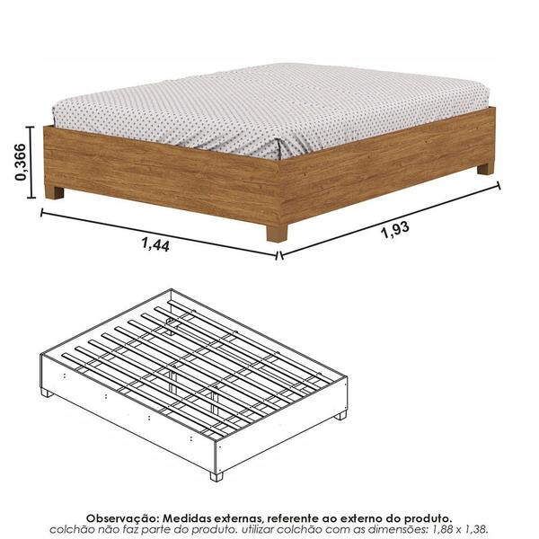 Imagem de Guarda Roupa Casal Modulado Sevilha 4 e 2 Portas 8 Gavetas com Espelho e Cama Casal Carioca Móveis