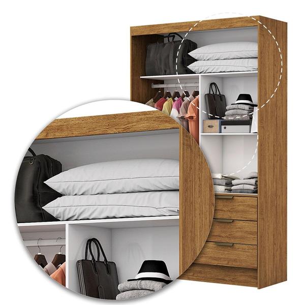 Imagem de Guarda Roupa Casal Modulado Sevilha 4 e 2 Portas 8 Gavetas Premium com Cama Casal Carioca Móveis