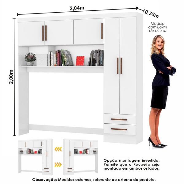 Imagem de Guarda Roupa Casal Modulado Sevilha 5 e 2 Portas 8 Gavetas com Cama Casal Carioca Móveis