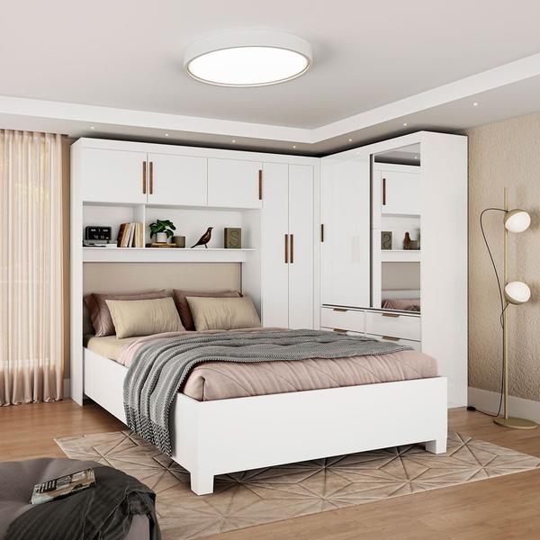 Imagem de Guarda Roupa Casal Modulado Sevilha 5 Portas 2 Portas 8 Gavetas Plus com Cama Casal Carioca Móveis