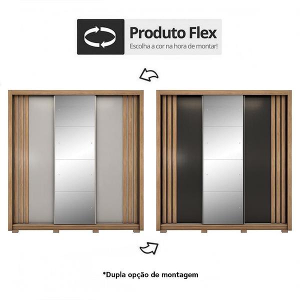 Imagem de Guarda Roupa Casal Moema 3 Portas Flex com Espelho e Pés - Demóbile