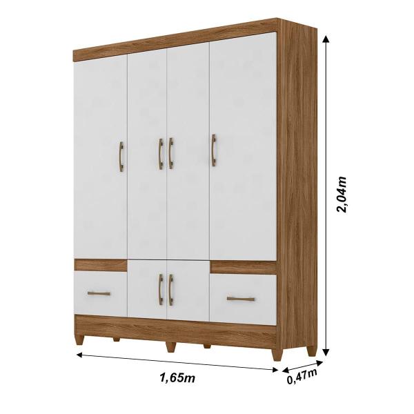 Imagem de Guarda Roupa Casal MS912 4 portas 2 gavetas Castanho Wood - Moval