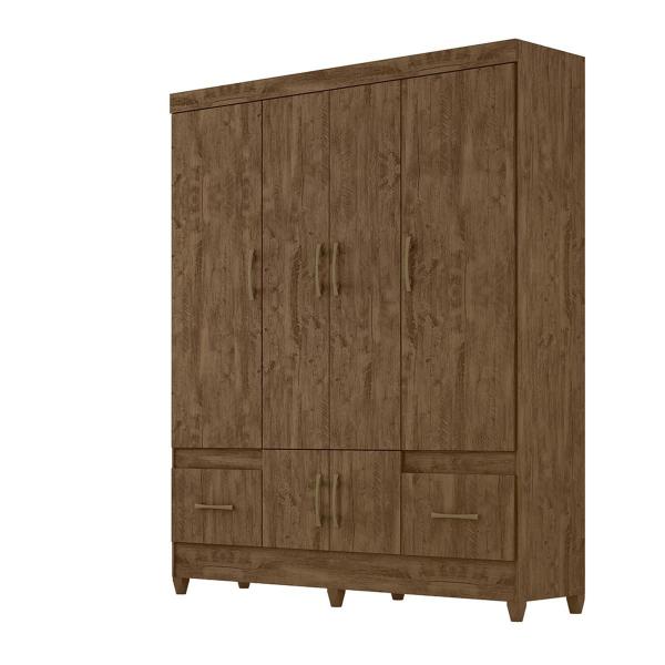 Imagem de Guarda Roupa Casal MS912 4 portas 2 gavetas Castanho Wood - Moval