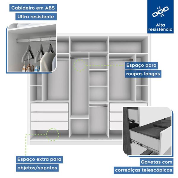 Imagem de Guarda Roupa Casal Nápoli 3 Portas de Correr 6 Gavetas