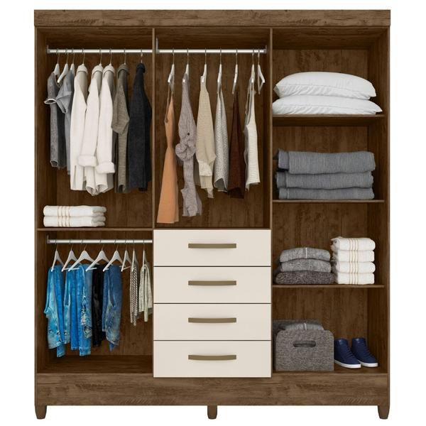 Imagem de Guarda Roupa Casal New Avaí Com Espelho 6 Portas Castanho Wood Off White Moval