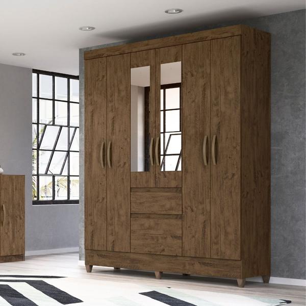 Imagem de Guarda Roupa Casal New Cuba 6 Portas Castanho Wood Moval