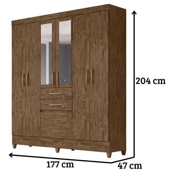 Imagem de Guarda Roupa Casal New Mafra Com Espelho 7 Portas Castanho Wood Moval