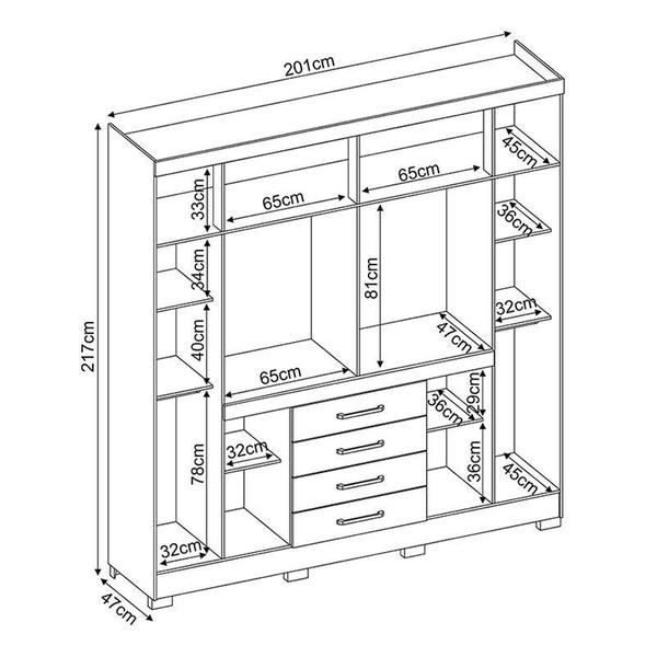 Imagem de Guarda Roupa Casal New Realce 8 Portas e 4 Gavetas Branco - Demóbile