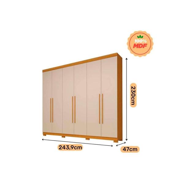 Imagem de Guarda Roupa Casal Nubia 6 Portas e 4 Gavetas Nature/Off White - ACP