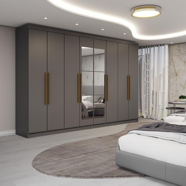 Guarda-Roupa Casal Odisseia 8 Portas 4 Gavetas com Espelho Onix - Panorama Móveis Guarda-Roupa Casal Odisseia 8 Portas 4 Gavetas com Espelho Onix - Panorama Móveis