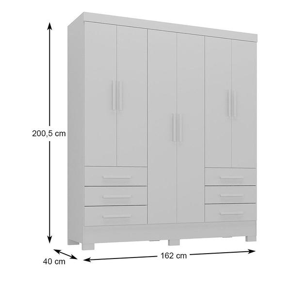 Imagem de Guarda Roupa Casal Paris 6 Portas 6 Gavetas Branco - Rodial