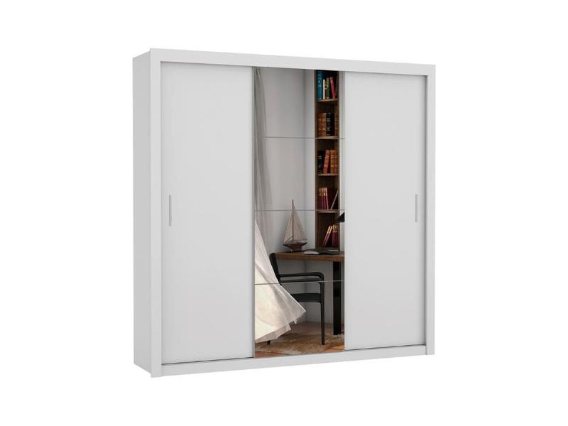 Imagem de Guarda Roupa Casal Porta Correr c/ espelho 3 portas e 4 gavetas Veneza  Branco