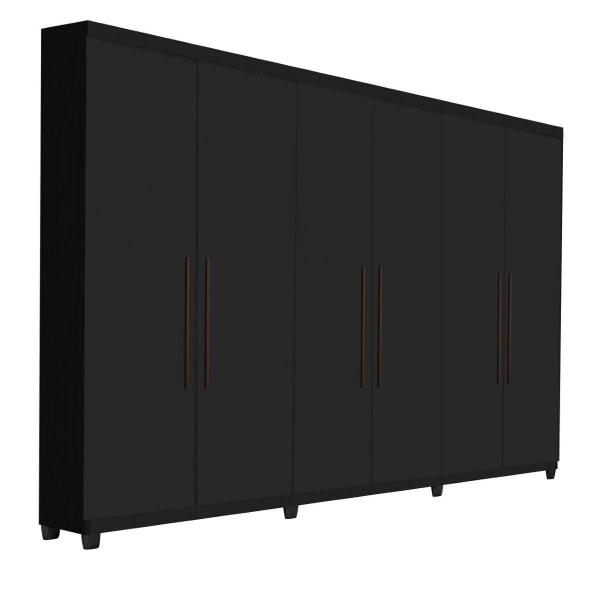 Imagem de Guarda Roupa Casal Porto Bello Plus 6 Portas e 4 Gavetas Cor Preto - Rud Rack