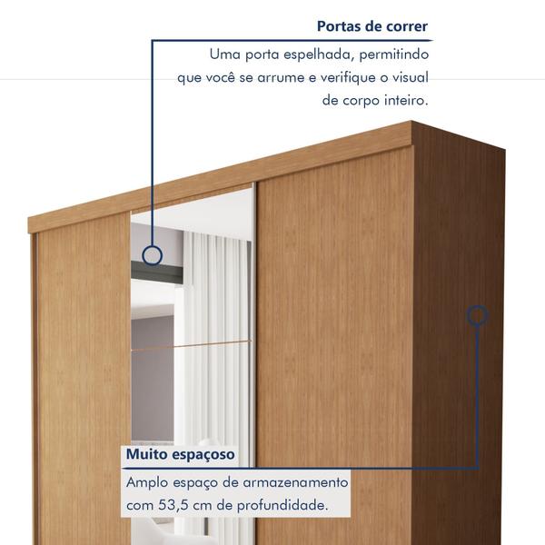 Imagem de Guarda Roupa Casal Premium Barcelona 205,9cm com Espelho 3 Portas 4 Gavetas Minastex