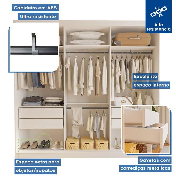 Imagem de Guarda Roupa Casal Premium Isabela 205,9cm com Espelho 3 Portas 4 Gavetas Espresso Móveis