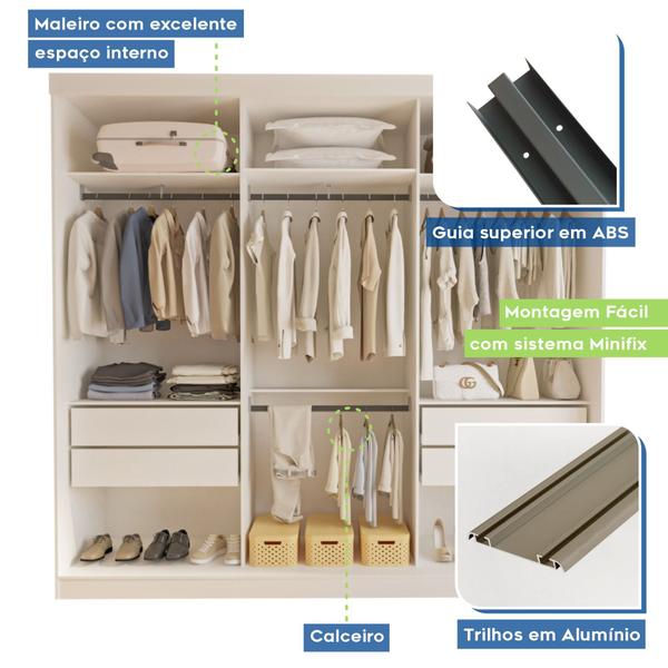 Imagem de Guarda Roupa Casal Premium Isabela 205,9cm com Espelho 3 Portas 4 Gavetas Espresso Móveis