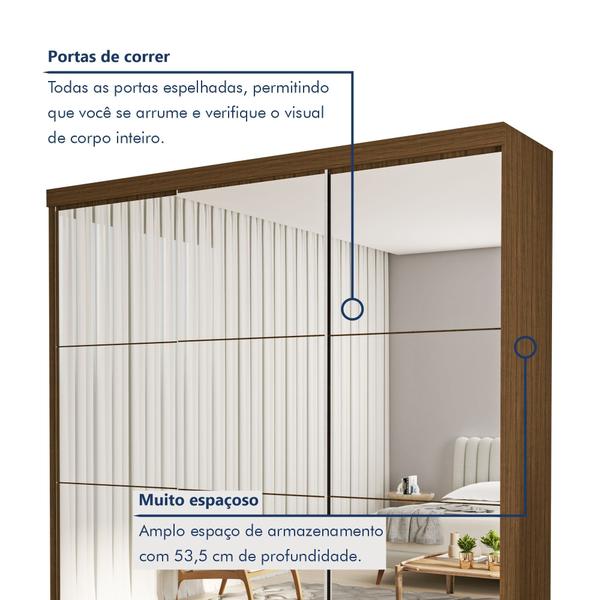 Imagem de Guarda Roupa Casal Premium Isabela 205,9cm com Espelho 3 Portas 4 Gavetas Espresso Móveis